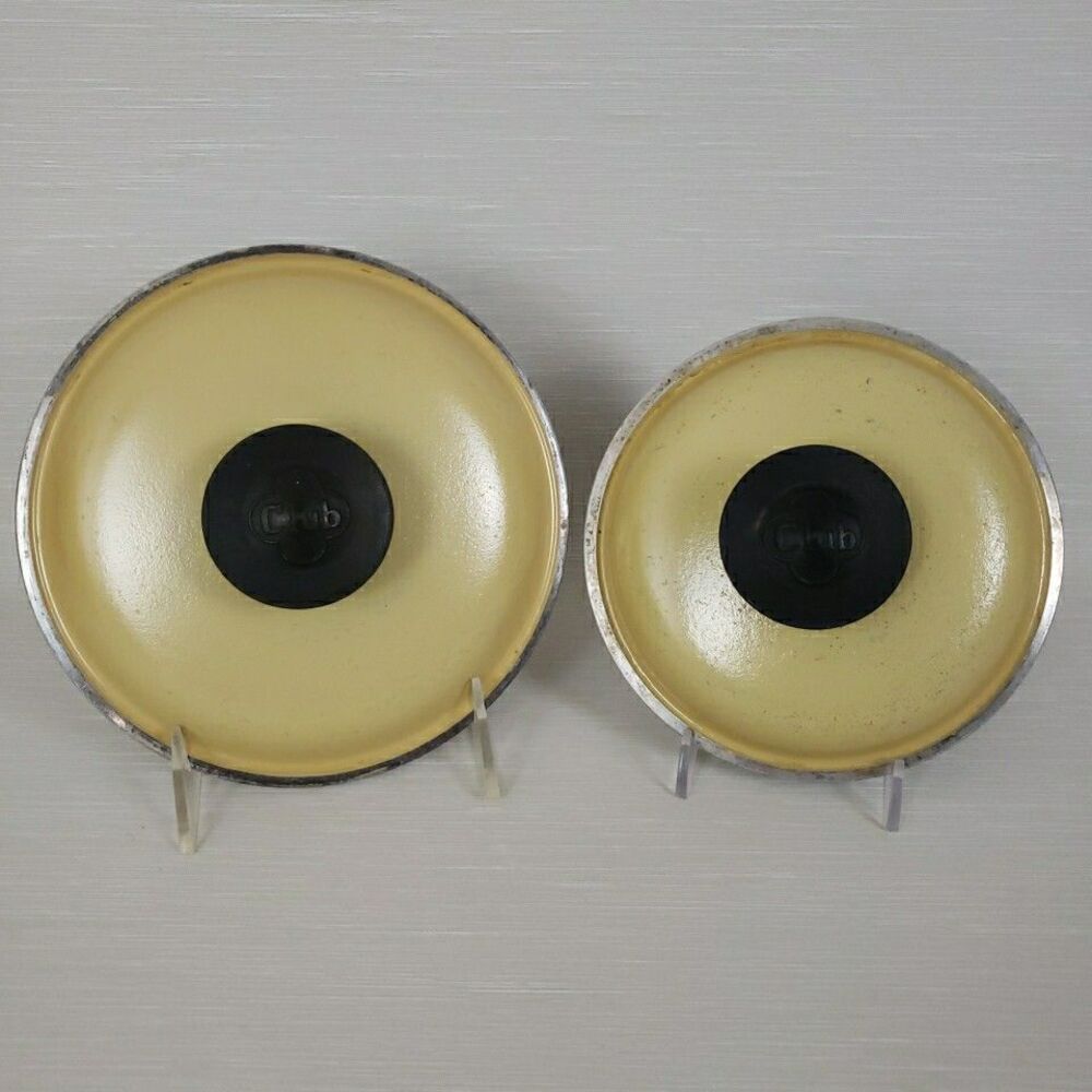 2 VTG Club Aluminum 6 3/4" & 5 3/4" Replacement Lids Yellow MCM Cookware